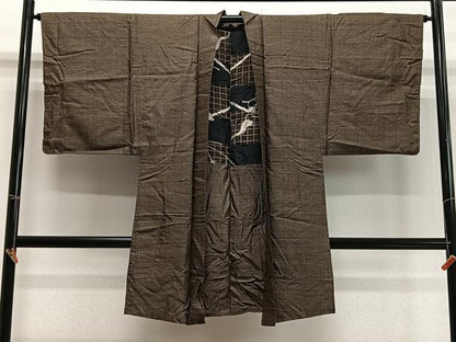 平和屋着物∞男性　長羽織　本場大島紬　亀甲文　正絹　逸品　CABD4554ua