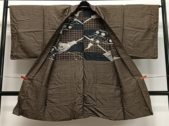 平和屋着物∞男性　長羽織　本場大島紬　亀甲文　正絹　逸品　CABD4554ua 平和屋着物∞男性 長羽織 本場大島紬 亀甲文 正絹 逸品 CABD4554ua