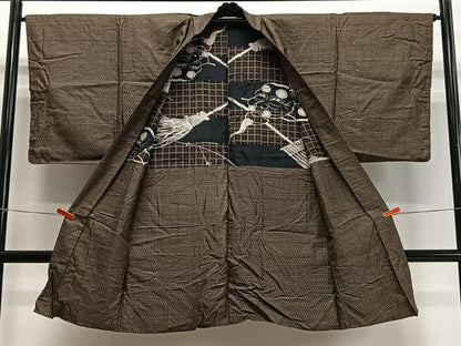平和屋着物∞男性　長羽織　本場大島紬　亀甲文　正絹　逸品　CABD4554ua