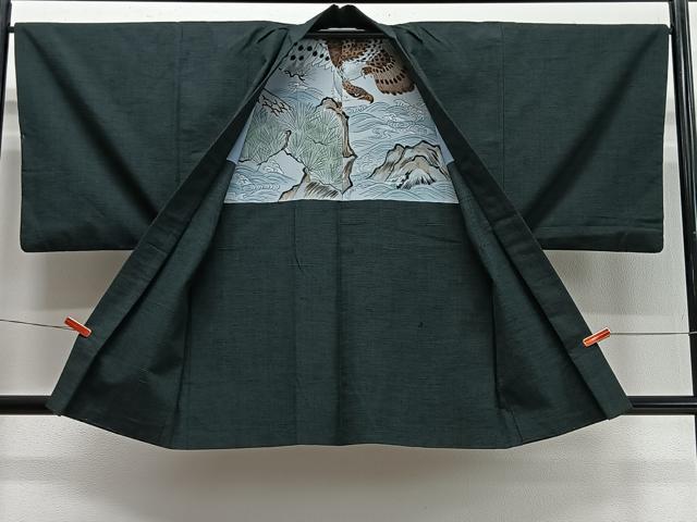 平和屋着物∞男性　羽織　紬地　虫襖色　正絹　逸品　CABD4557ua