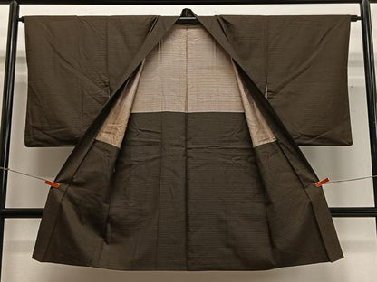 平和屋着物∞長羽織　紬地　縞　正絹　逸品　CABD4559ua