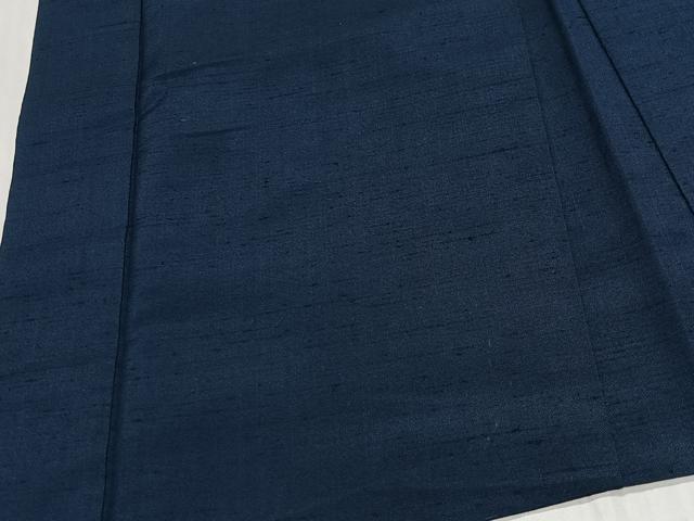 平和屋着物∞男性　長羽織　紬地　紺青色　正絹　逸品　CABD4560ua