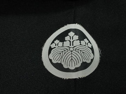 平和屋着物∞男性　長羽織　単衣　黒紋付　正絹　逸品　CABD4561ua