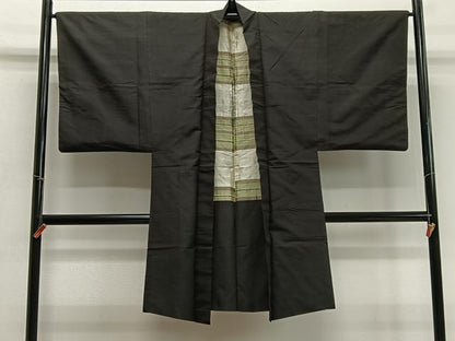 平和屋着物∞男性　長羽織　縞　正絹　逸品　CABD4569ua