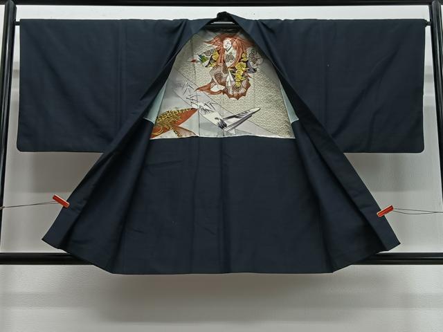 平和屋着物∞男性　羽織　紬地　褐返色　正絹　逸品　CABD4570ua