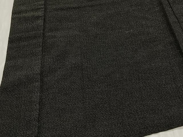 平和屋着物∞男性　長羽織　紬地　黒色　正絹　逸品　CABD4571ua