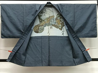平和屋着物∞男性　羽織　お召地　100亀甲　総詰め　正絹　逸品　未使用　CABD4573ua