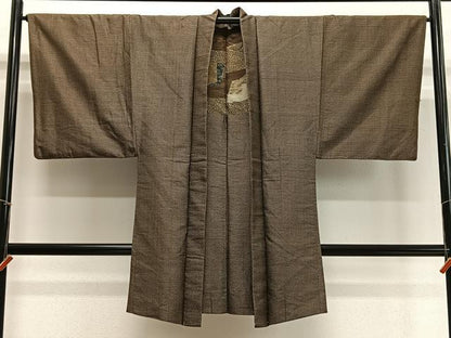 平和屋着物∞男性　長羽織　本場大島紬　80亀甲　総詰め　正絹　逸品　CABD4575ua