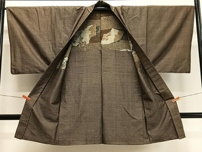 平和屋着物∞男性　長羽織　本場大島紬　80亀甲　総詰め　正絹　逸品　CABD4575ua