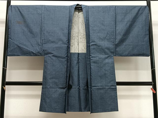 平和屋着物∞男性　長羽織　本場大島紬　100亀甲　総詰め　正絹　逸品　CABD4580ua