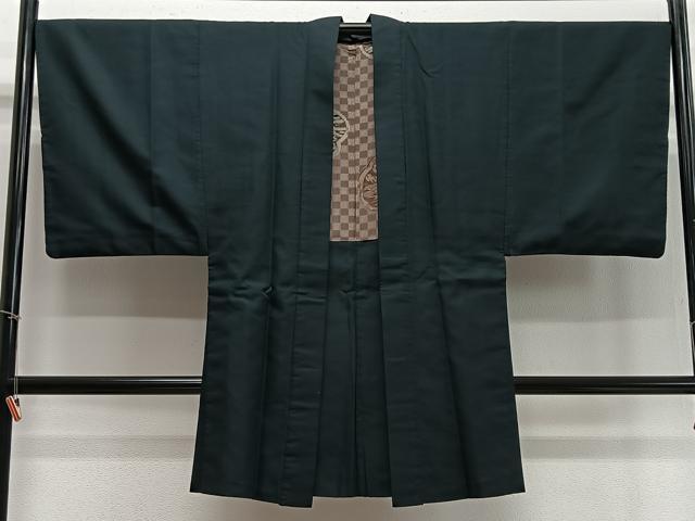 平和屋着物∞男性　長羽織　百入茶色　正絹　逸品　CABD4582ua