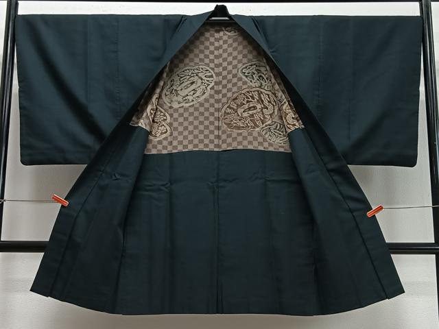 平和屋着物∞男性　長羽織　百入茶色　正絹　逸品　CABD4582ua