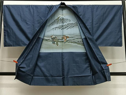 平和屋着物∞男性　長羽織　本場大島紬　80亀甲　総詰め　正絹　逸品　未使用　CABD4583ua