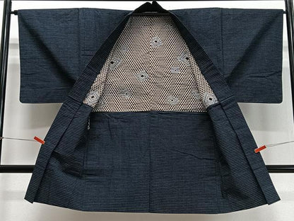 平和屋着物∞男性　長羽織　絣文様　綿　逸品　CABD4584ua