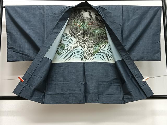 平和屋着物∞男性　羽織　本場大島紬　80亀甲　総詰め　正絹　逸品　CABD4586ua