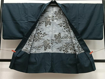 平和屋着物∞男性　長羽織　紬地　褐返色　正絹　逸品　CABD4587ua