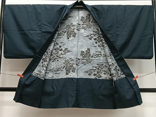 平和屋着物∞男性　長羽織　紬地　褐返色　正絹　逸品　CABD4587ua