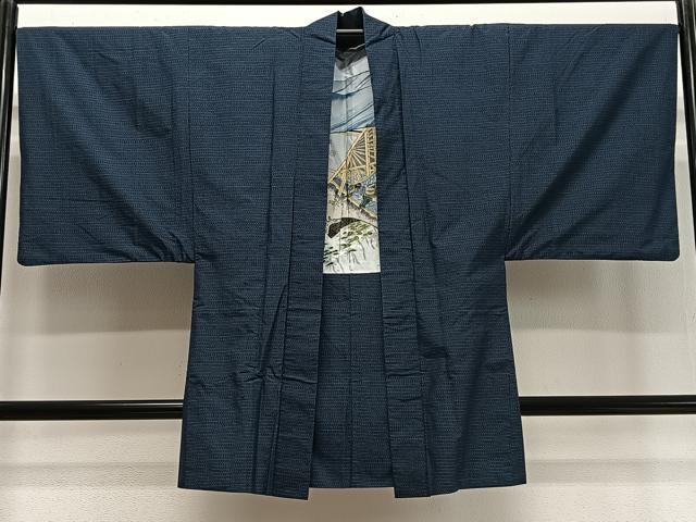 平和屋着物∞男性　長羽織　本場大島紬　横段文　正絹　逸品　CABD4588ua