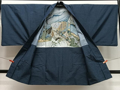 平和屋着物∞男性　長羽織　本場大島紬　横段文　正絹　逸品　CABD4588ua