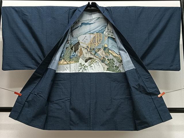 平和屋着物∞男性　長羽織　本場大島紬　横段文　正絹　逸品　CABD4588ua