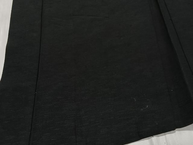 平和屋着物∞男性　長羽織　紬地　黒地　正絹　逸品　CABD4590ua