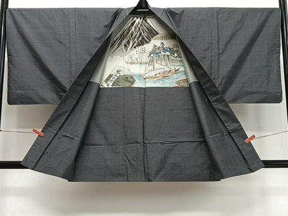 平和屋着物∞男性　羽織　本場大島紬　亀甲文様　総詰め　証紙付き　正絹　逸品　CABD4591ua