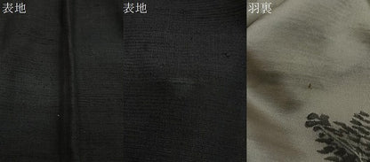 平和屋着物∞男性　長羽織　紬地　黒地　正絹　逸品　CABD4592ua
