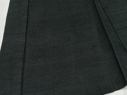 平和屋着物∞男性　長羽織　紬地　黒地　正絹　逸品　CABD4592ua