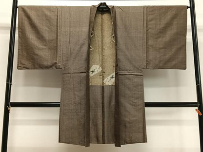 平和屋着物∞男性　長羽織　本場大島紬　横段文　正絹　逸品　CABD4593ua