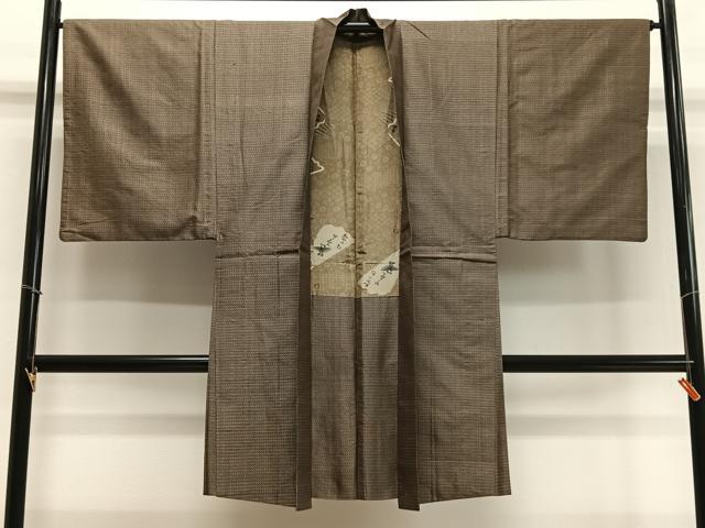 平和屋着物∞男性　長羽織　本場大島紬　横段文　正絹　逸品　CABD4593ua