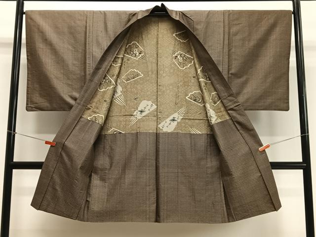 平和屋着物∞男性　長羽織　本場大島紬　横段文　正絹　逸品　CABD4593ua
