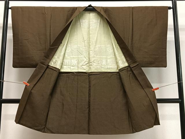平和屋着物∞男性　長羽織　お召地　140亀甲　総詰め　正絹　逸品　CABD4594ua