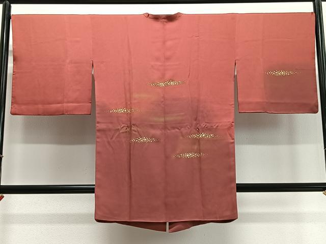 平和屋着物∞道行コート　霞は口らし　暈し染め　金彩　ロング丈　正絹　逸品　CABD4601ua
