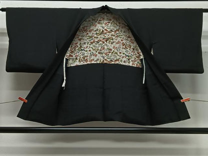 平和屋着物∞羽織　黒地　正絹　逸品　CABD4602ua