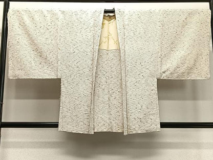 平和屋着物∞男性　羽織　髭紬地　横段文　正絹　逸品　CABD4605ua