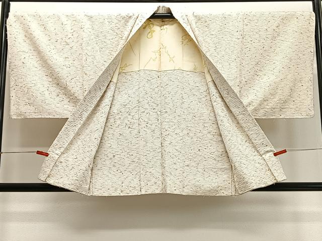 平和屋着物∞男性　羽織　髭紬地　横段文　正絹　逸品　CABD4605ua