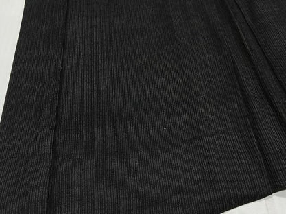 平和屋着物∞男性　長羽織　紬地　縞　黒地　正絹　逸品　CABD4606ua