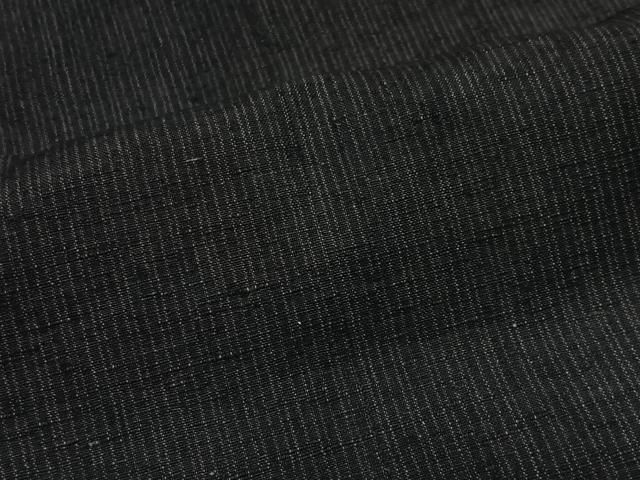 平和屋着物∞男性　長羽織　紬地　縞　黒地　正絹　逸品　CABD4606ua