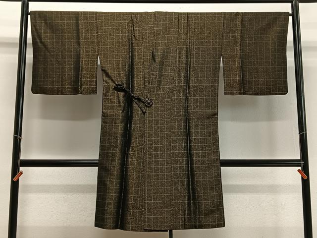 平和屋着物∞道中着　格子　ロング丈　正絹　逸品　CABD4611ua