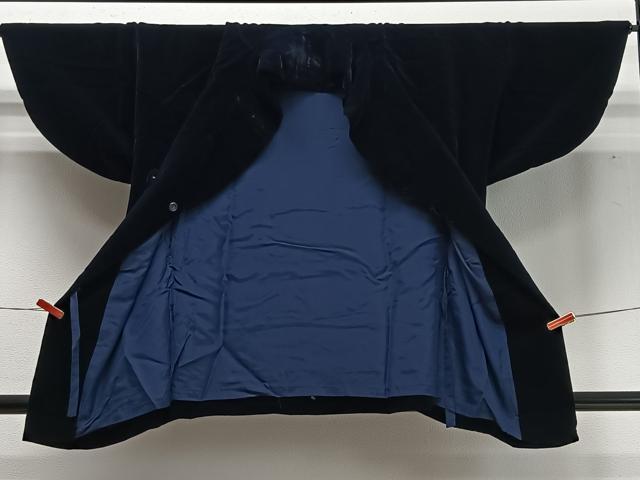 平和屋着物∞和装コート　ベロア　鉄紺色　CABD4616ua