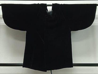 平和屋着物∞和装コート　ベロア　黒地　CABD4619ua