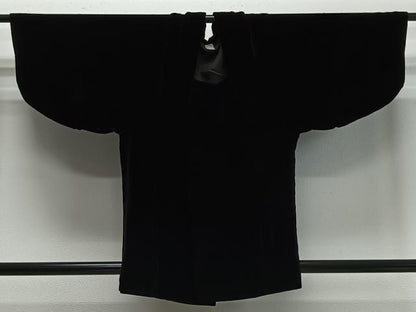 平和屋着物∞和装コート　ベロア　黒地　逸品　CABD4622ua