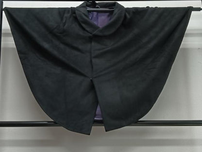 平和屋着物∞和装コート　黒地　ウール　CABD4624ua