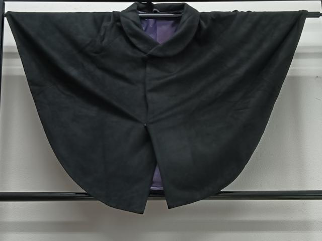 平和屋着物∞和装コート　黒地　ウール　CABD4624ua