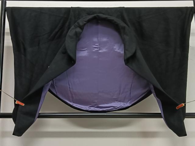 平和屋着物∞和装コート　黒地　ウール　CABD4624ua