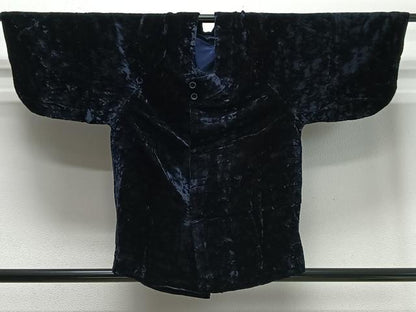 平和屋着物∞和装コート　ベロア　黒紅色　正絹　逸品　CABD4627ua