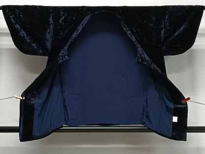 平和屋着物∞和装コート　ベロア　黒紅色　正絹　逸品　CABD4627ua