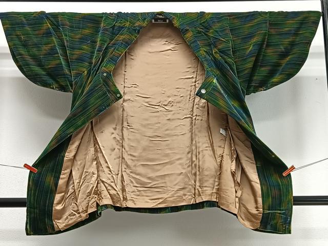 平和屋着物∞和装コート　ベロア　縞　暈し染め　CABD4629ua