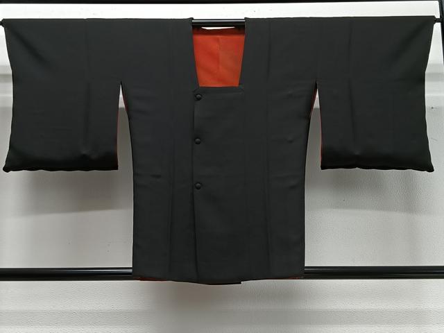 平和屋着物∞道行コート　リバーシブル　霞文　暈し染め　黒地　反端付き　正絹　逸品　未使用　CABD4633ua