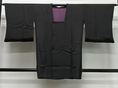 平和屋着物∞道行コート　リバーシブル　霞文　黒地　正絹　逸品　CABD4635ua